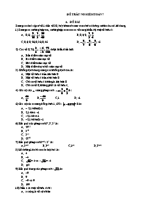 Đề trắc nghiệm môn Toán 7